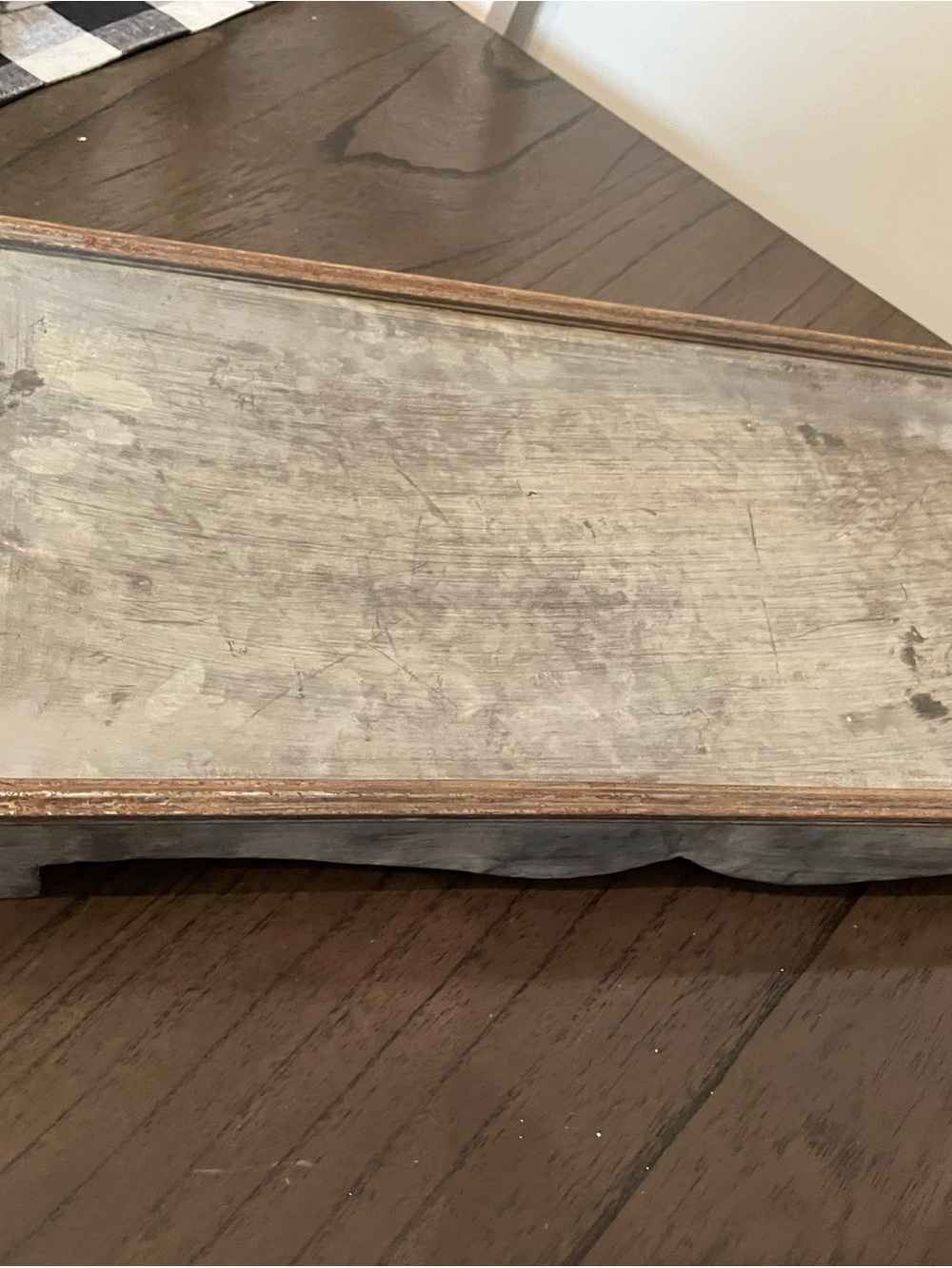 Rustic Gray and Brown Distressed metal tray